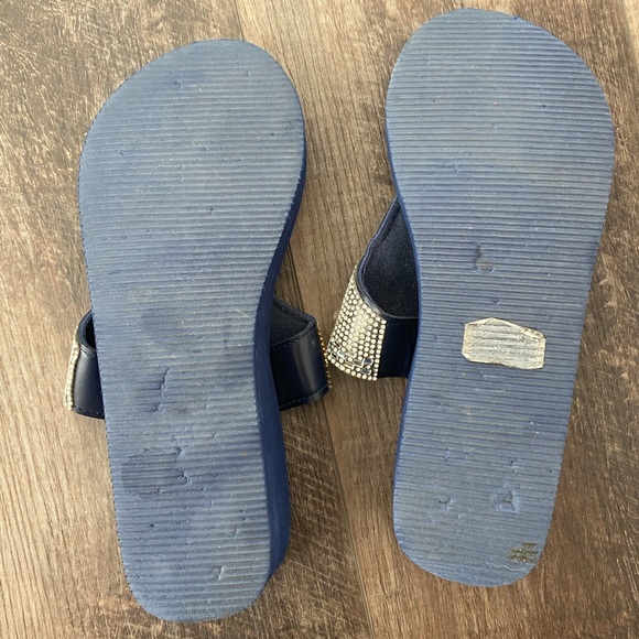 Olivia Miller Jeweled Blue Wedges - Picture 9 of 16